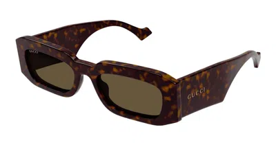 Pre-owned Gucci Tortoise Rectangle Frame Sunglassesfr) In Dark Havana/brown (gg1426s/002