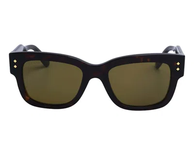 Pre-owned Gucci Tortoise Square Frame Sunglassesfr) In Havana/green (gg1217s/002