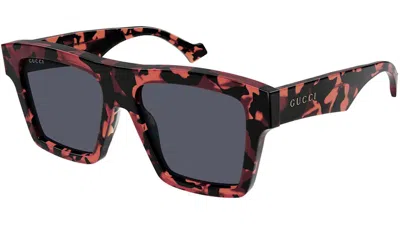 Pre-owned Gucci Tortoise Square Frame Sunglassesfr) In Havana/grey (gg0962s/012