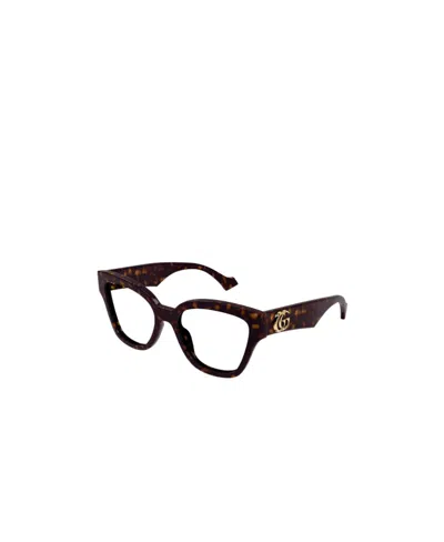 Gucci Tortoiseshell Butterfly-frame Glasses In Black
