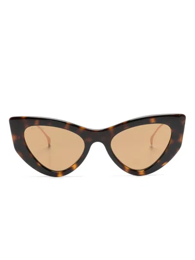 Gucci Tortoiseshell-effect Cat-eye Sunglasses In Brown