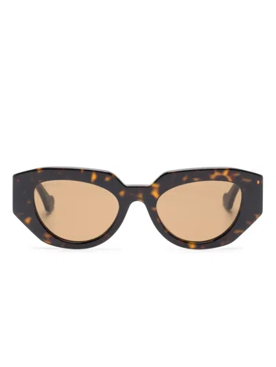 Gucci Tortoiseshell-effect Geometric-frame Glasses In Brown