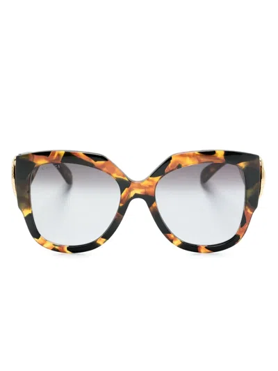 Gucci Tortoiseshell-effect Oversize-frame Sunglasses In Braun