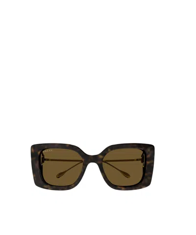 Gucci Tortoiseshell-effect Oversize-frame Sunglasses In Multicolor