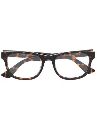 Gucci Tortoiseshell-effect Square-frame Glasses In Braun