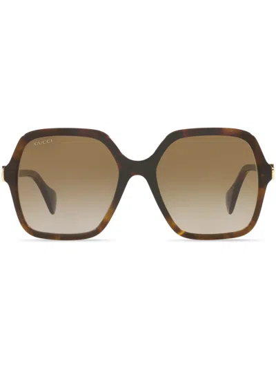 Gucci Tortoiseshell-effect Square-frame Sunglasses In 1800d1 Brown