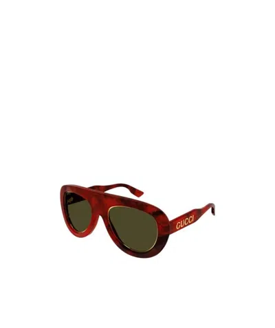 Gucci Tortoiseshell-effect Tinted Sunglasses In Green