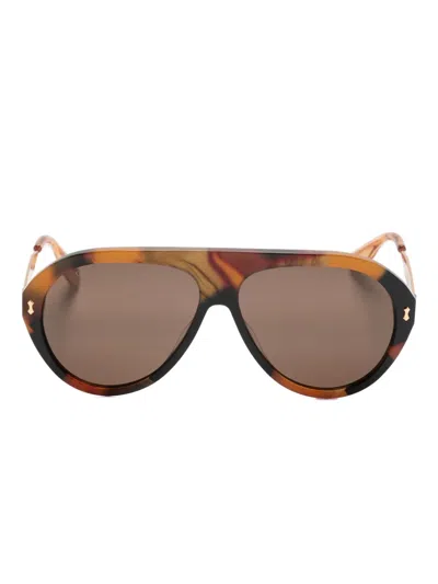 Gucci Tortoiseshell Navigator-frame Sunglasses In Brown