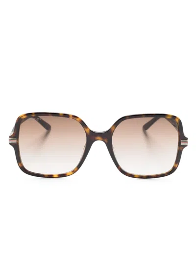 Gucci Tortoiseshell Oversize-frame Sunglasses In Brown