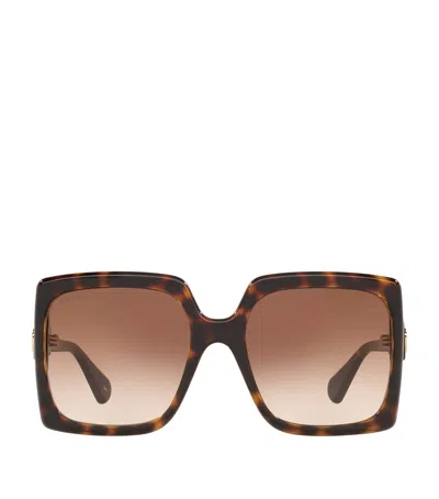 GUCCI TORTOISESHELL PRINT SQUARE SUNGLASSES