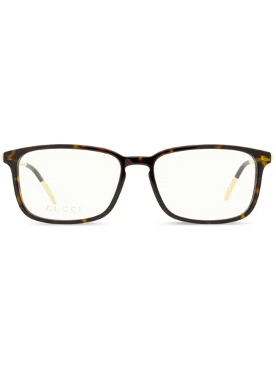 Gucci Tortoiseshell Rectangle-frame Glasses In Brown