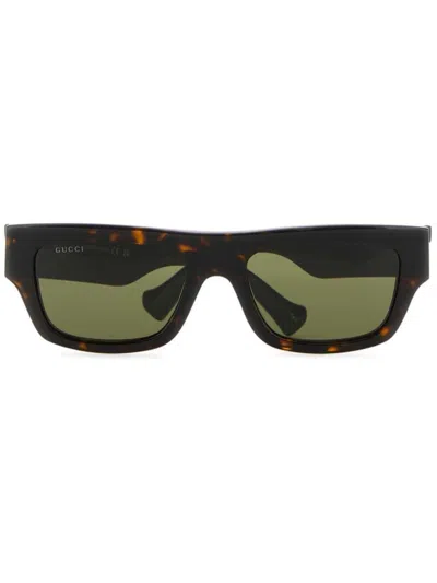 Gucci Tortoiseshell Rectangle-frame Sunglasses In Green