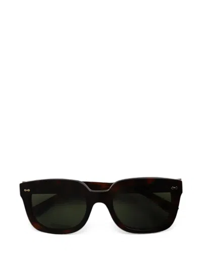 Pre-owned Gucci Tortoise-shell Rectangle Sunglasses In Brown