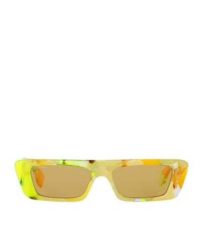 Gucci Tortoiseshell Rectangle Sunglasses In Yellow