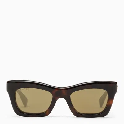 Gucci Tortoiseshell Rectangular Acetate Sunglasses Women In Cream