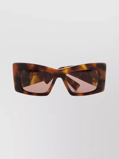 Gucci Tortoiseshell Rectangular Sunglasses And Lenses In Brown