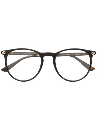 Gucci Tortoiseshell Round-frame Glasses In Black