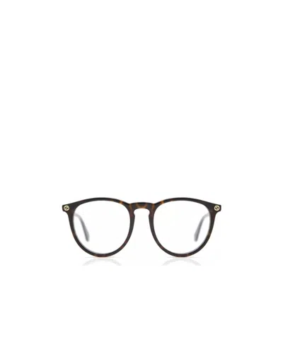 Gucci Tortoiseshell Round-frame Glasses In Black