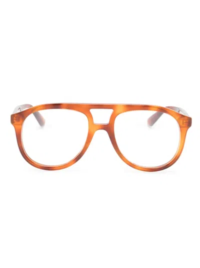 Gucci Tortoiseshell Round-frame Glasses In Brown