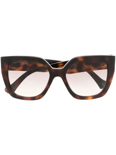 Gucci Eckige Sonnenbrille In Schildpattoptik In Brown