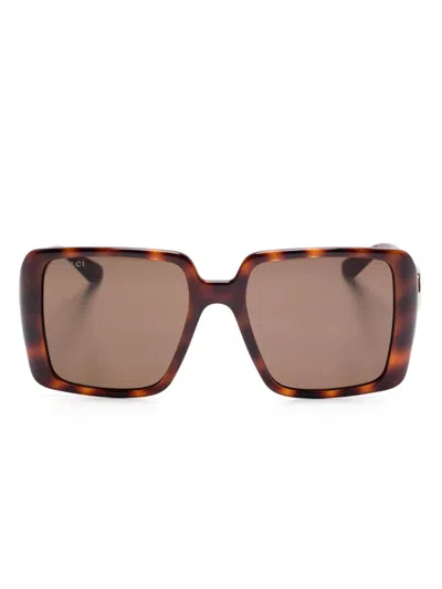 Gucci Tortoiseshell Square-frame Sunglasses In Brown