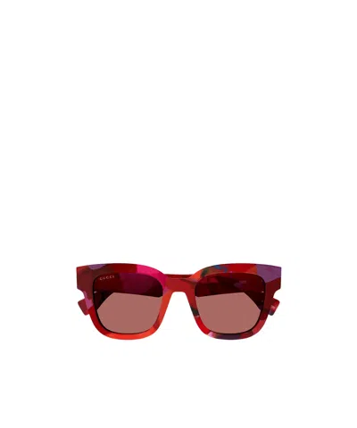 Gucci Tortoiseshell Square-frame Sunglasses In Red