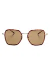 Gucci Rectangular Tortoiseshell Sunglasses In Gold