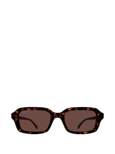 Gucci Tortoiseshell-effect Logo-plaque Sunglasses In Brown