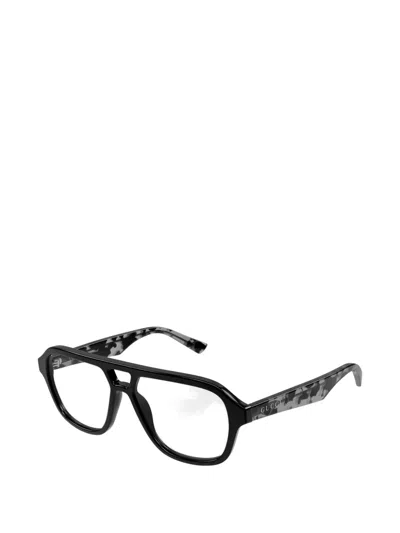 Gucci Tortoiseshell-effect Pilot-frame Glasses In Gray