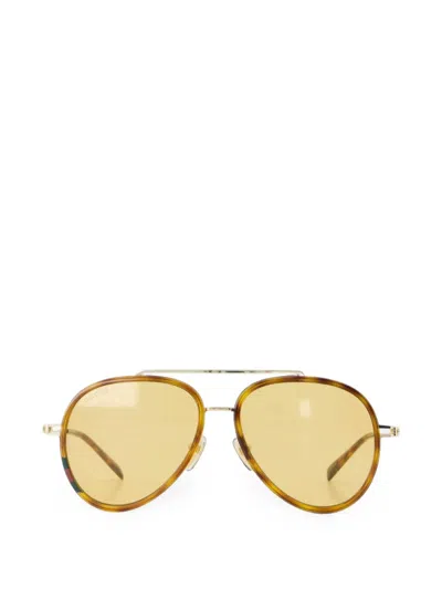 Gucci Tortoiseshell-effect Pilot-frame Sunglasses In Multi