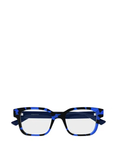 Gucci Tortoiseshell-effect Rectangle-frame Glasses In Multi