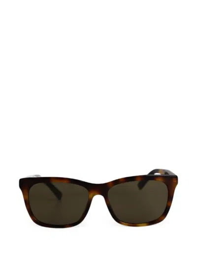 Pre-owned Gucci Tortoiseshell-effect Rectangle-frame Sunglasses In Brown