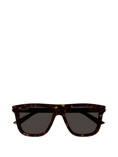 Gucci Tortoiseshell-effect Rectangle-frame Sunglasses In Brown