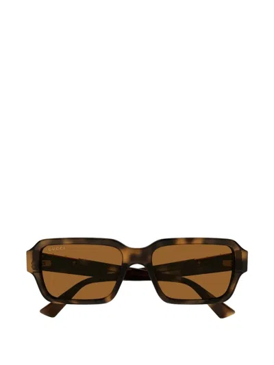 Gucci Tortoiseshell-effect Rectangle-frame Sunglasses In Pattern