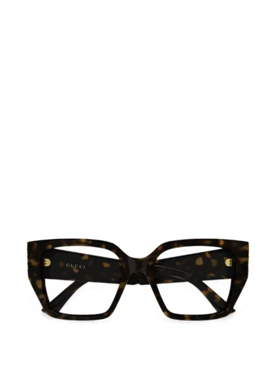 Gucci Tortoiseshell-effect Square-frame Glasses In Brown