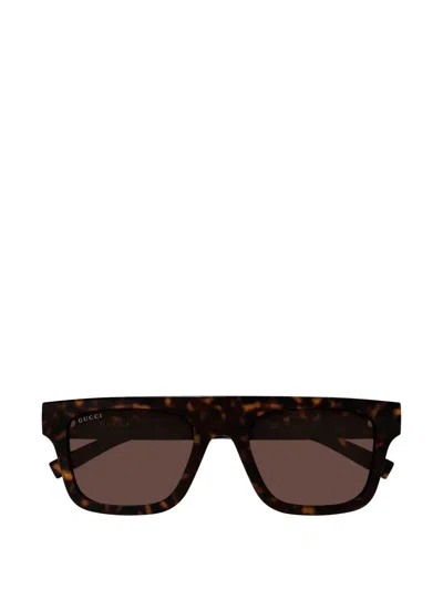 Gucci Tortoiseshell-effect Square-frame Sunglasses In Brown