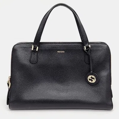 Pre-owned Gucci Black Leather Tote And Shoulder Bag