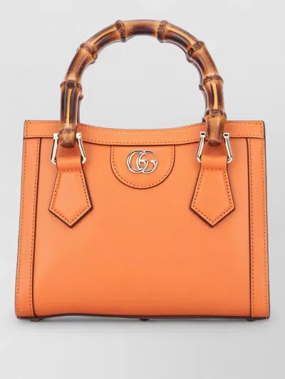Gucci Tote Bag Bamboo Handles Removable Strap In Orange