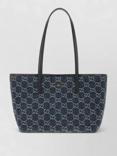 Gucci Tote Bag Dual Handles Leather Trim In Red