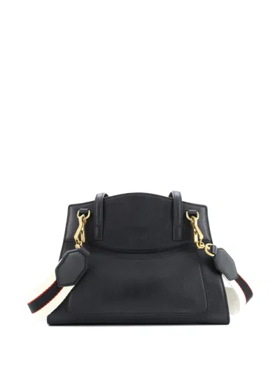 Pre-owned Gucci Totem Top Handle Bag Leather Medium Tote Bag In Black