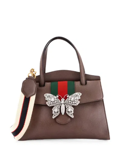 Pre-owned Gucci Totem Top Handle Bag Leather Medium Tote Bag In Brown