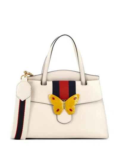 Pre-owned Gucci Totem Top Handle Bag Leather Medium Tote Bag In Neutral
