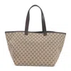 Gucci Leather Trim Tote Bag With Dual Handles In Beige