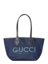 Gucci Totissima Denim Reversible Shopping Bag In Sand