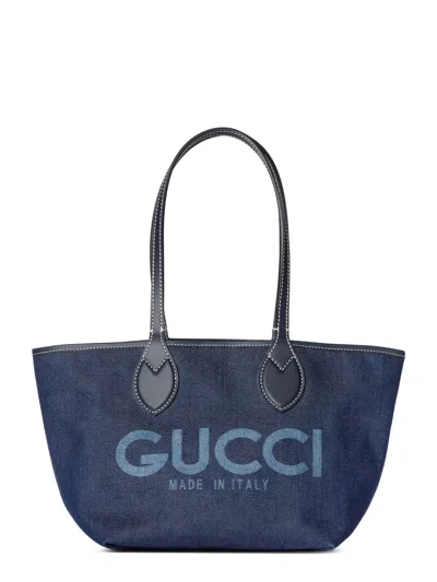 Gucci Totissima Denim Reversible Shopping Bag In Sand