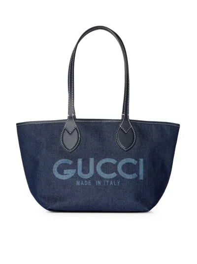 Gucci Totissima Reversible Shopping Bag Small Size In Blue