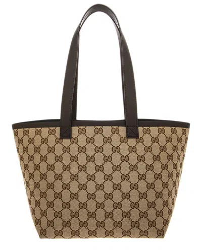 Gucci Totissima Small Coated Canvas & Leather Tote In Brown