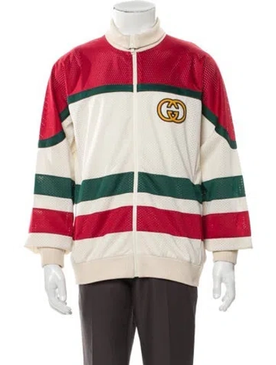 Pre-owned Gucci Track Gg Logo Windbreaker W/ Tags In White