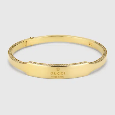 Gucci Trademark Crystal Bangle Bracelet In Gold