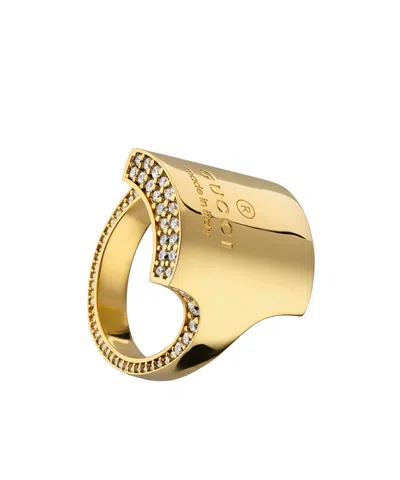 Gucci Trademark Crystal Ring In Green